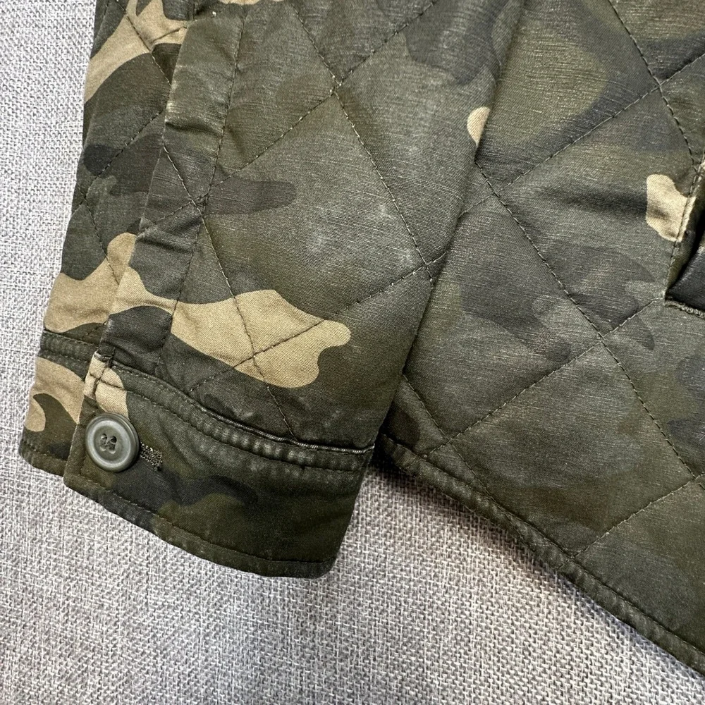 Levi's Cotton Diamond Quilted Shirt Jacket Mens XL Green Camouflage Zip Shacket - Picture 3 of 13